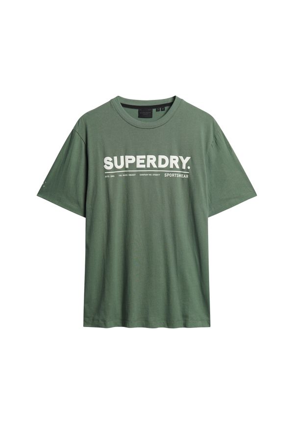 Superdry Superdry Majica  temno zelena / bela
