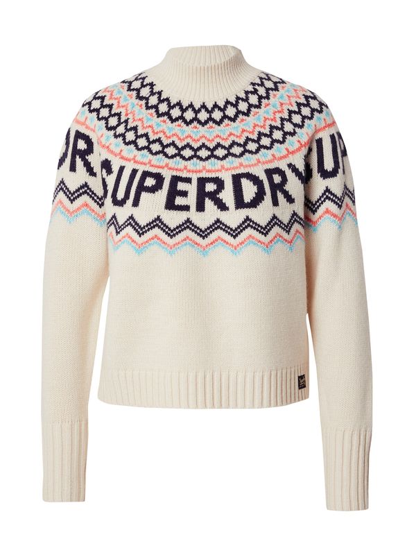 Superdry Superdry Pulover  kremna / marine / svetlo modra / oranžna