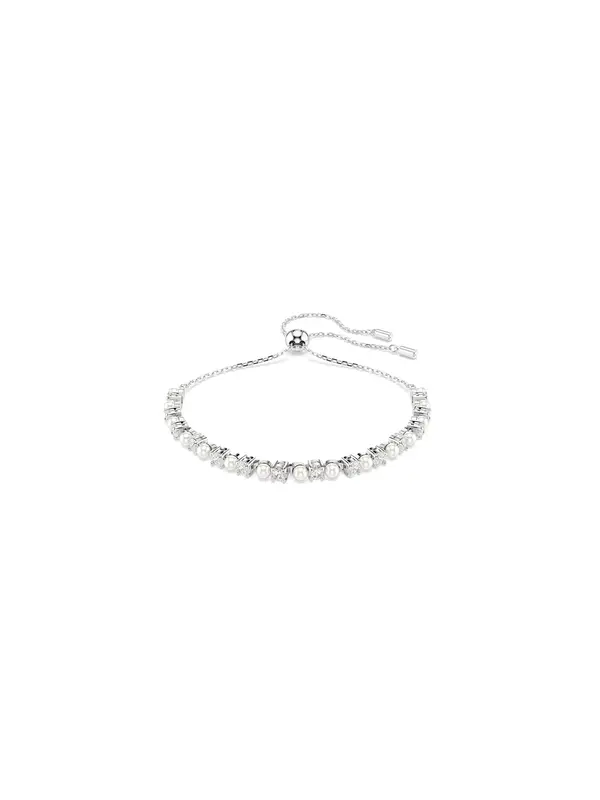 Swarovski Swarovski Zapestnica 'Matrix'  srebrna / biserno bela