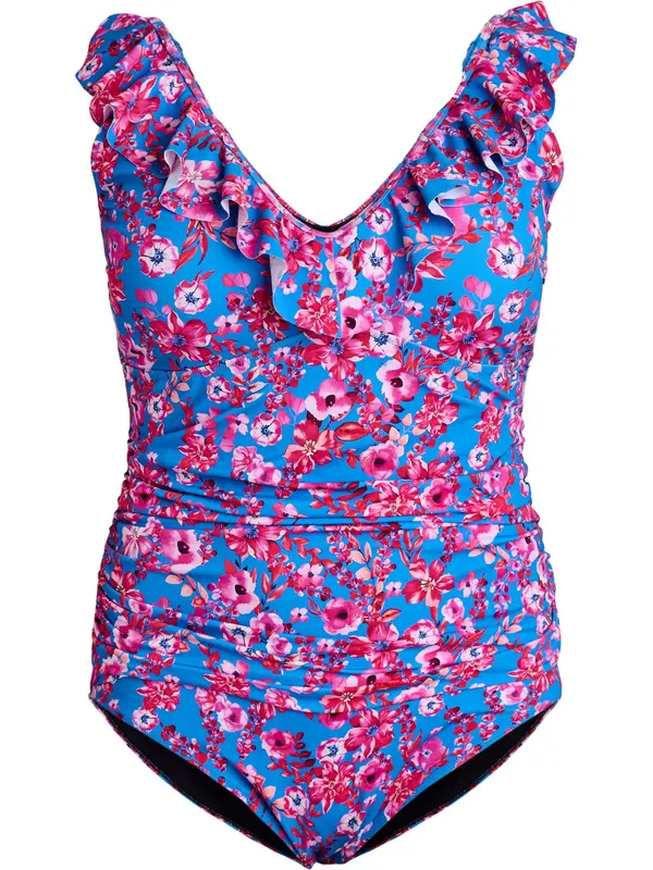 Swim by Zizzi Swim by Zizzi Enodelne kopalke 'Kitrin'  azur / roza / rdeča / bela