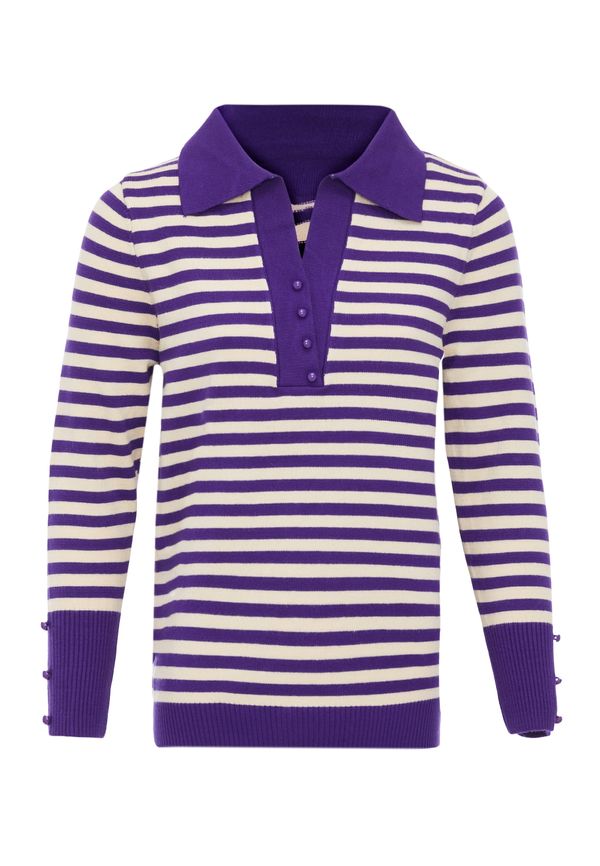 swirly swirly Pulover  bež / temno liila