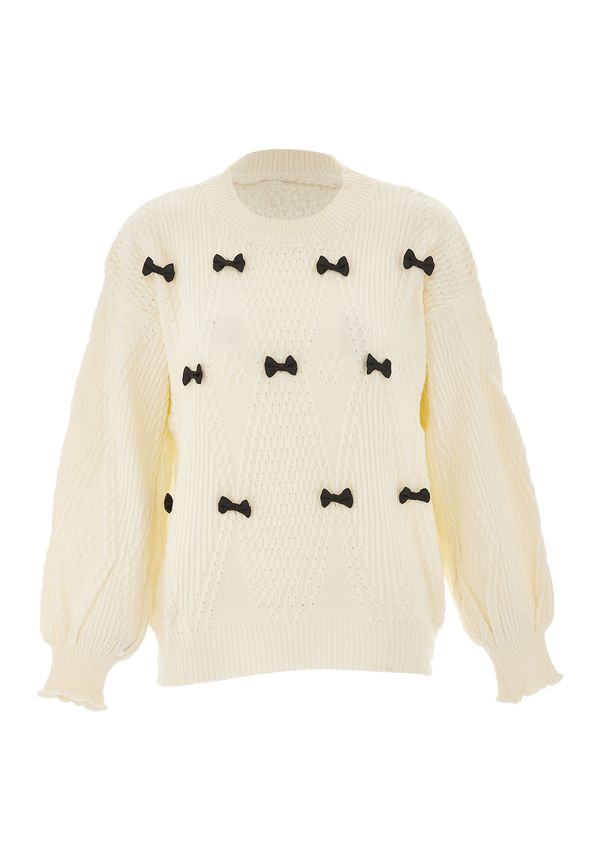 swirly swirly Pulover  črna / volneno bela