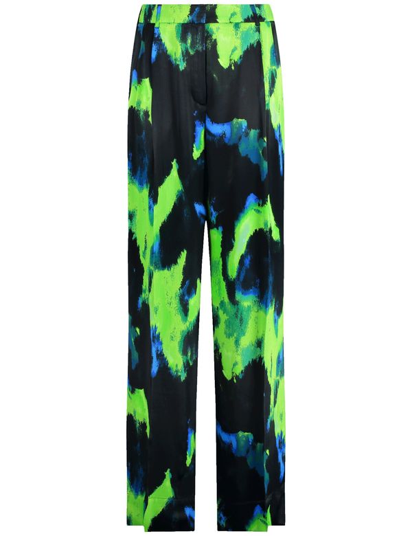 TAIFUN TAIFUN Hlače z naborki  azur / neonsko zelena / črna