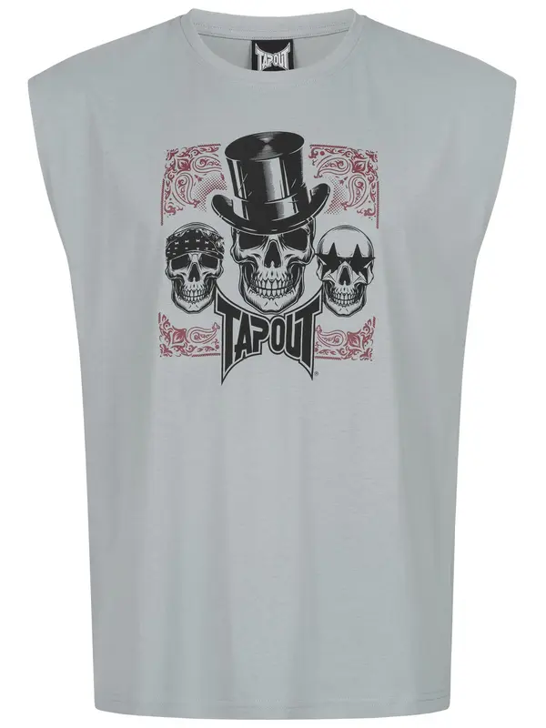 Tapout Tapout Majica 'SKULL TANK'  siva / rdeča / črna