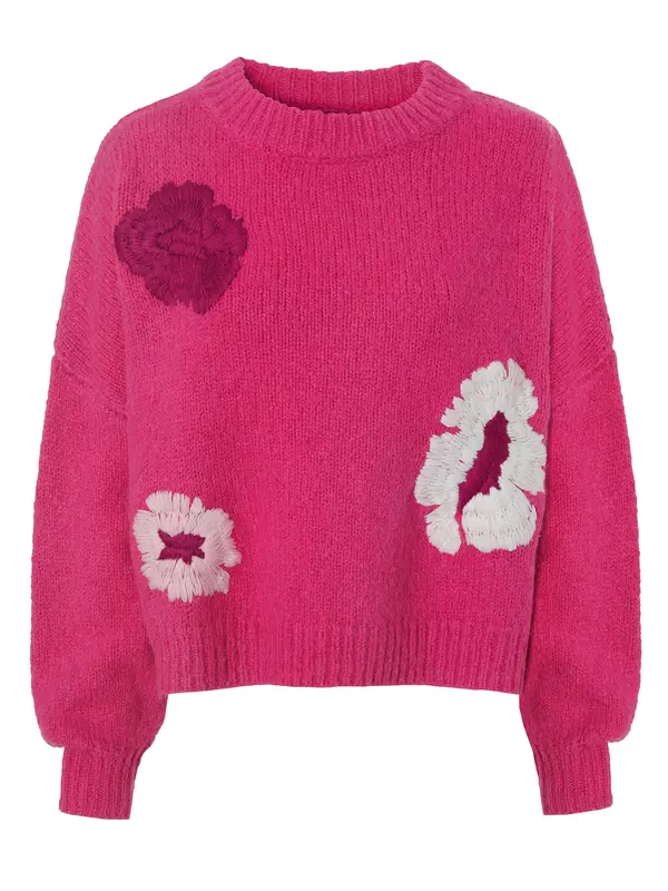 TATUUM TATUUM Pulover 'Emiko'  pastelno rumena / magenta / temno roza / bela