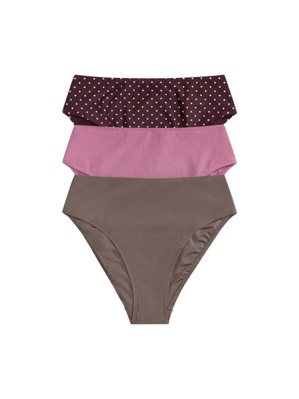 The Set The Set Bikini hlačke  brokat / temno rjava / svetlo roza / bela
