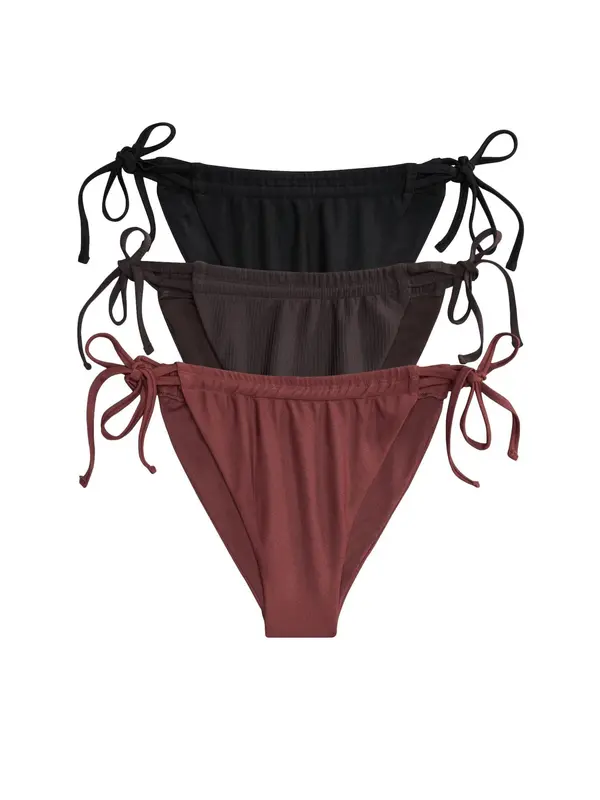 The Set The Set Bikini hlačke  temno rjava / bordo / črna