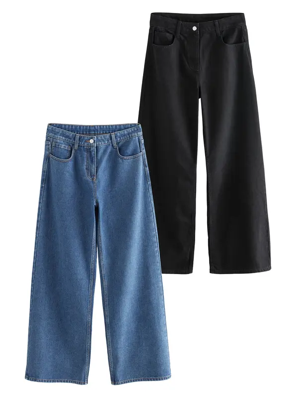 The Set The Set Kavbojke  moder denim / črn denim