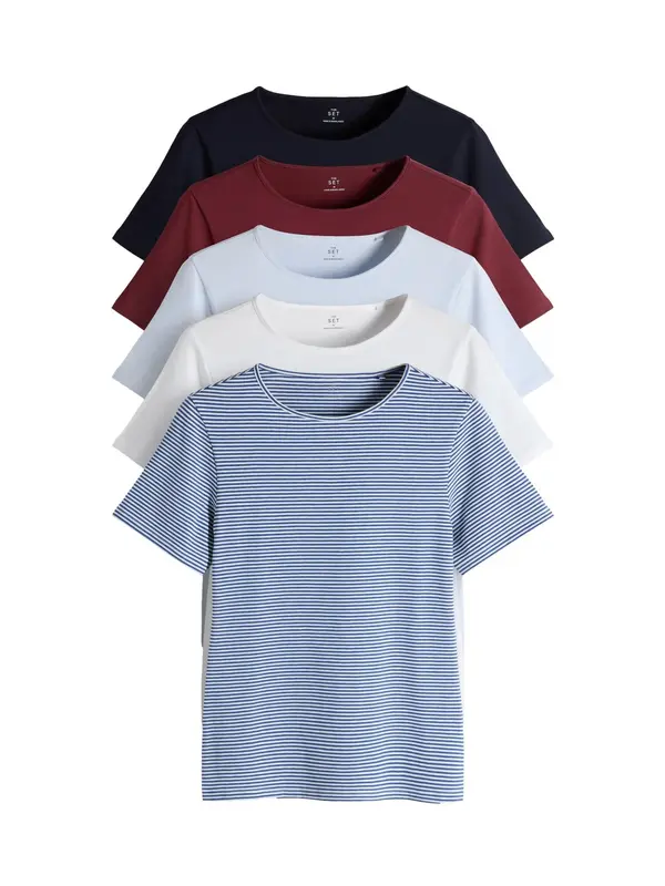 The Set The Set Majica  mornarska / pastelno modra / temno rdeča / bela