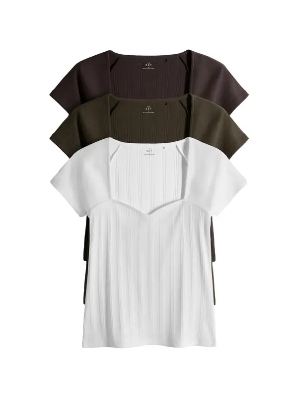 The Set The Set Top  kaki / temno zelena / bela