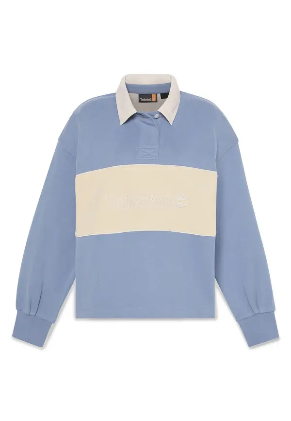 TIMBERLAND TIMBERLAND Majica 'Lush Rugby Polo'  kremna / golobje modra / bela