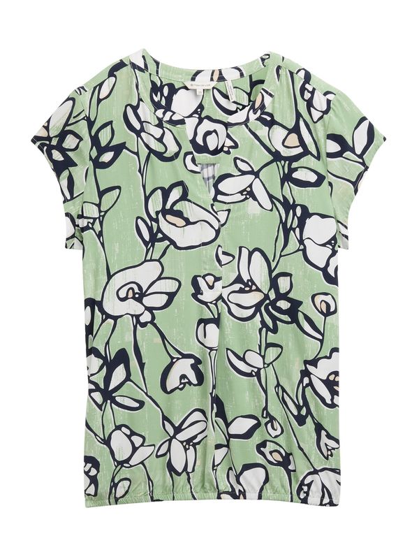 TOM TAILOR TOM TAILOR Bluza  mornarska / svetlo zelena / bela