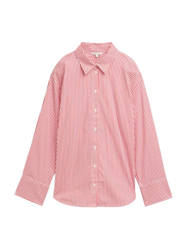 TOM TAILOR DENIM TOM TAILOR DENIM Bluza  oranžno rdeča / bela