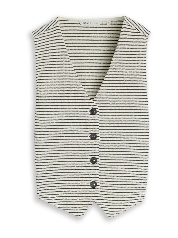 TOM TAILOR DENIM TOM TAILOR DENIM Brezrokavnik  črna / bela