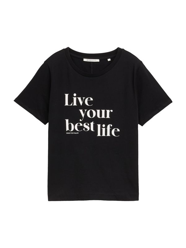 TOM TAILOR DENIM TOM TAILOR DENIM Majica  črna / bela