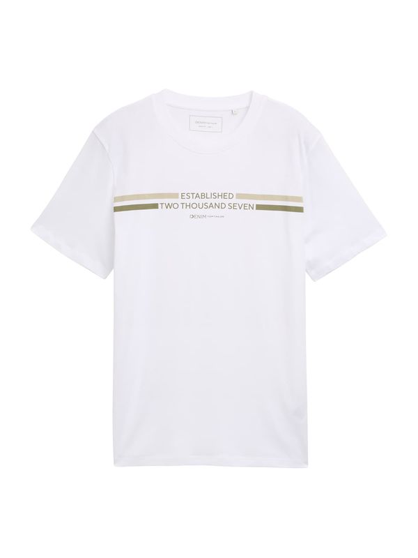 TOM TAILOR DENIM TOM TAILOR DENIM Majica  kaki / oliva / bela