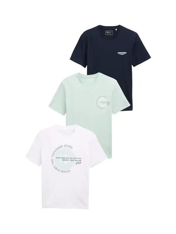 TOM TAILOR DENIM TOM TAILOR DENIM Majica  marine / pastelno zelena / bela