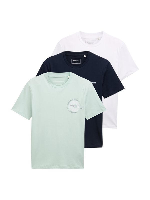 TOM TAILOR DENIM TOM TAILOR DENIM Majica  marine / pastelno zelena / bela