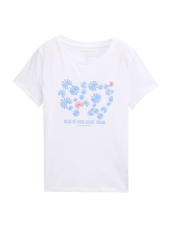 TOM TAILOR DENIM TOM TAILOR DENIM Majica  nebeško modra / rdeča / bela