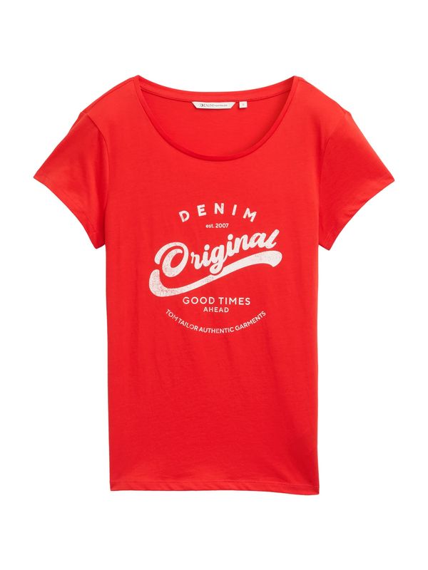 TOM TAILOR DENIM TOM TAILOR DENIM Majica  rdeča / bela