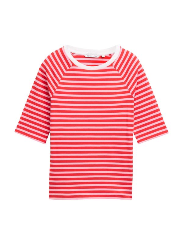 TOM TAILOR DENIM TOM TAILOR DENIM Majica  roza / živo rdeča / bela