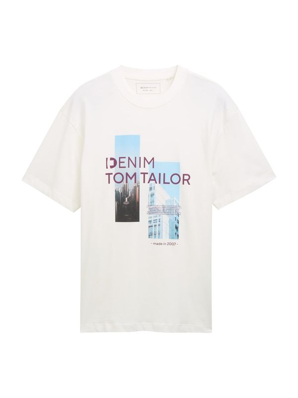 TOM TAILOR DENIM TOM TAILOR DENIM Majica  svetlo modra / jagoda / črna / off-bela