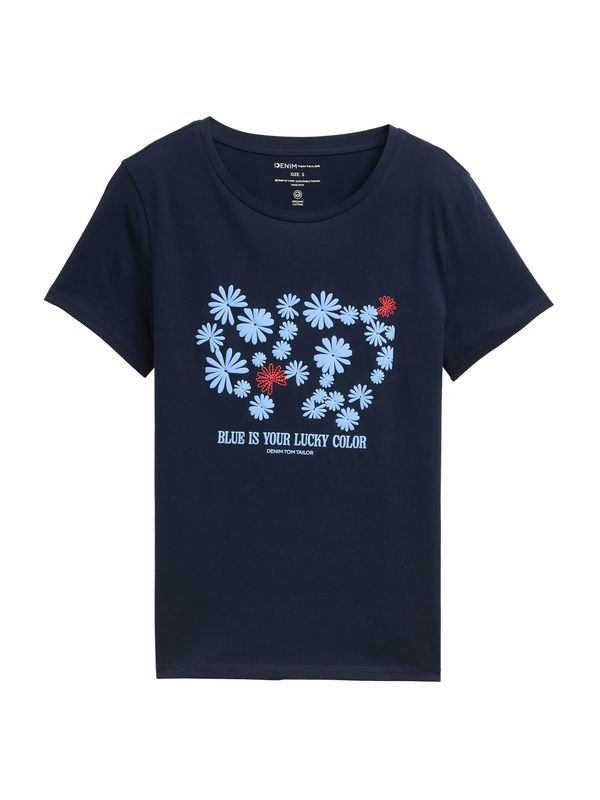 TOM TAILOR DENIM TOM TAILOR DENIM Majica  svetlo modra / temno modra / rdeča