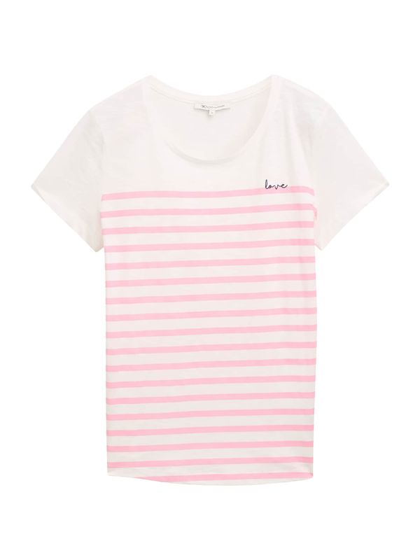 TOM TAILOR DENIM TOM TAILOR DENIM Majica  svetlo roza / bela