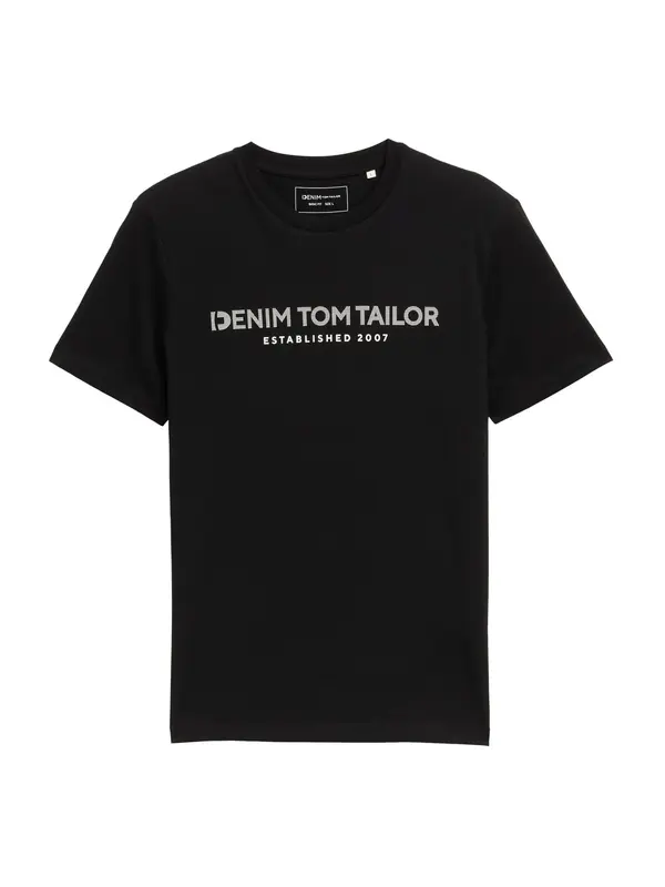TOM TAILOR DENIM TOM TAILOR DENIM Majica  svetlo siva / črna / bela