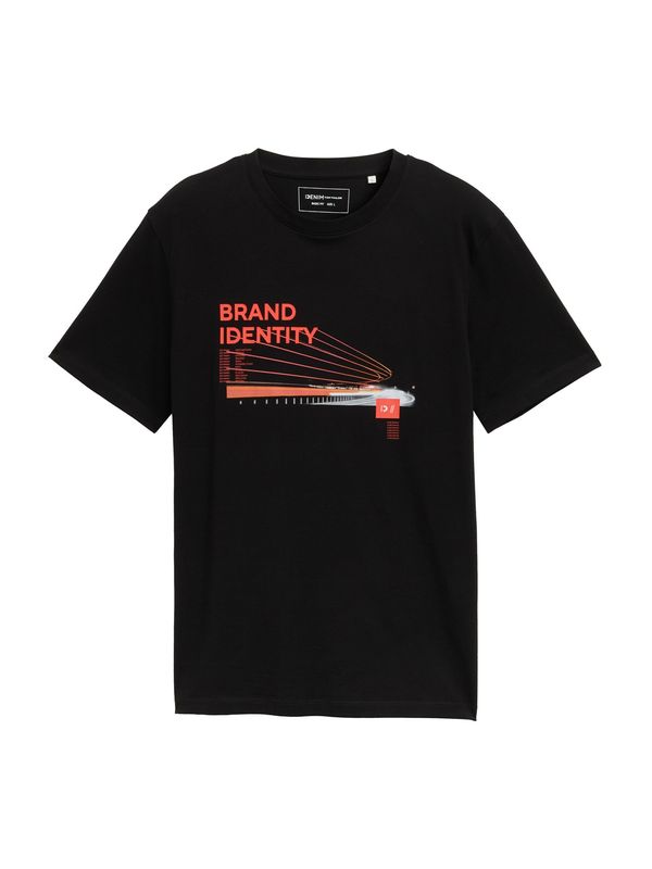 TOM TAILOR DENIM TOM TAILOR DENIM Majica  svetlo siva / oranžna / črna / bela