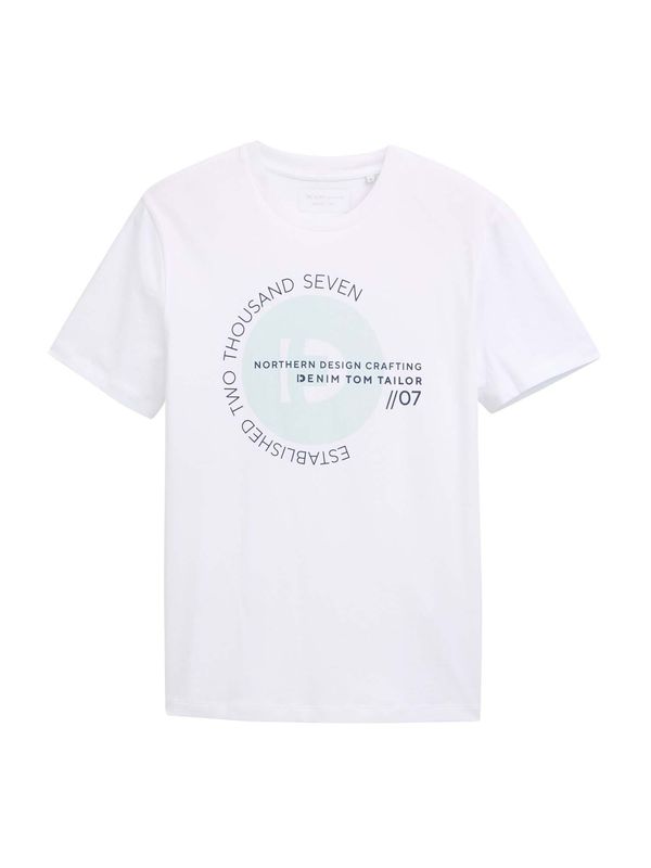 TOM TAILOR DENIM TOM TAILOR DENIM Majica  svetlo zelena / črna / bela