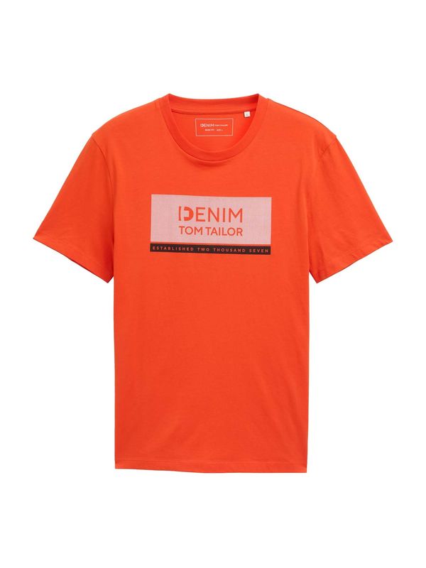 TOM TAILOR DENIM TOM TAILOR DENIM Majica  temno oranžna / črna / bela