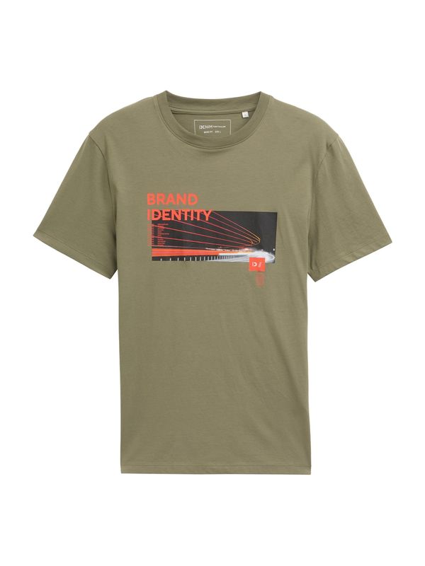 TOM TAILOR DENIM TOM TAILOR DENIM Majica  zelena / neonsko oranžna / črna / bela