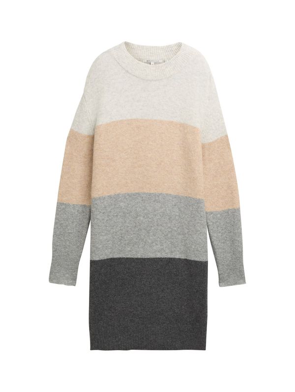 TOM TAILOR DENIM TOM TAILOR DENIM Pletena obleka  bež / siva / temno siva / bela