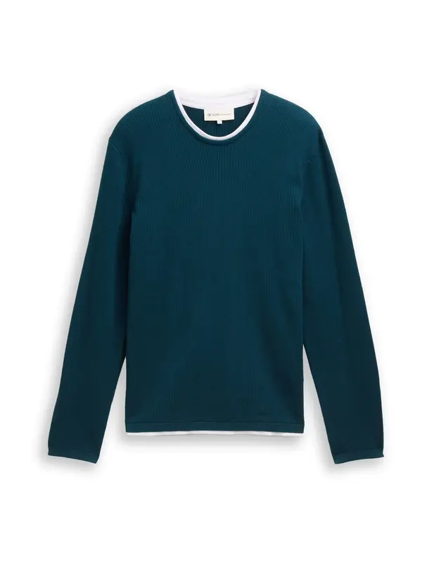 TOM TAILOR DENIM TOM TAILOR DENIM Pulover  petrol / bela