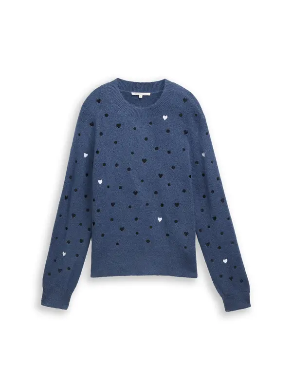 TOM TAILOR DENIM TOM TAILOR DENIM Pulover  safir / črna / bela