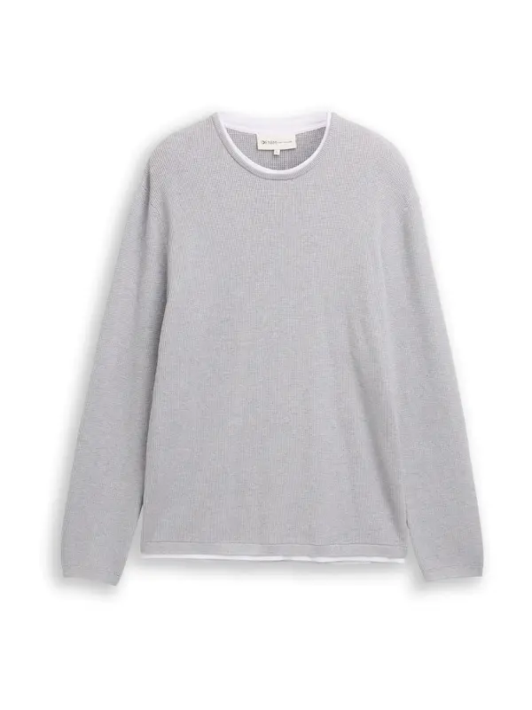 TOM TAILOR DENIM TOM TAILOR DENIM Pulover  siva / bela
