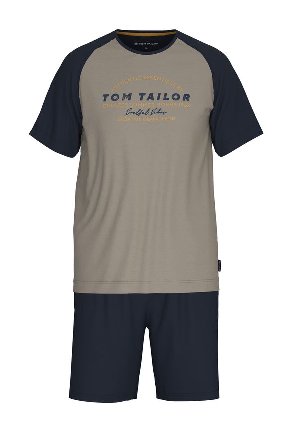 TOM TAILOR TOM TAILOR Kratka pižama  mornarska / barva blata / oranžna