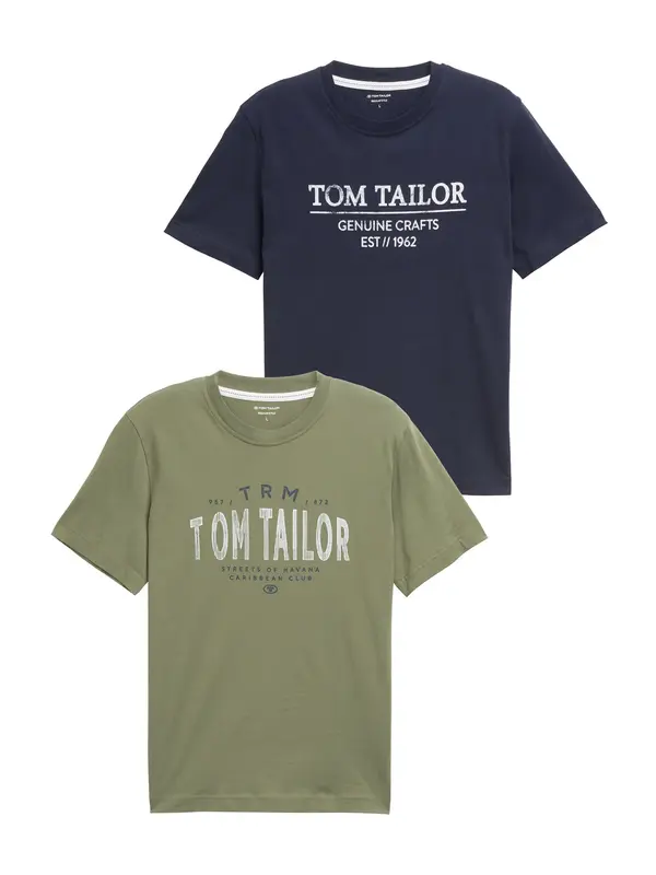 TOM TAILOR TOM TAILOR Majica  marine / kaki / off-bela