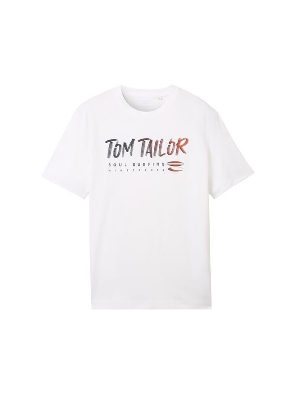TOM TAILOR TOM TAILOR Majica  ognjeno rdeča / črna / bela