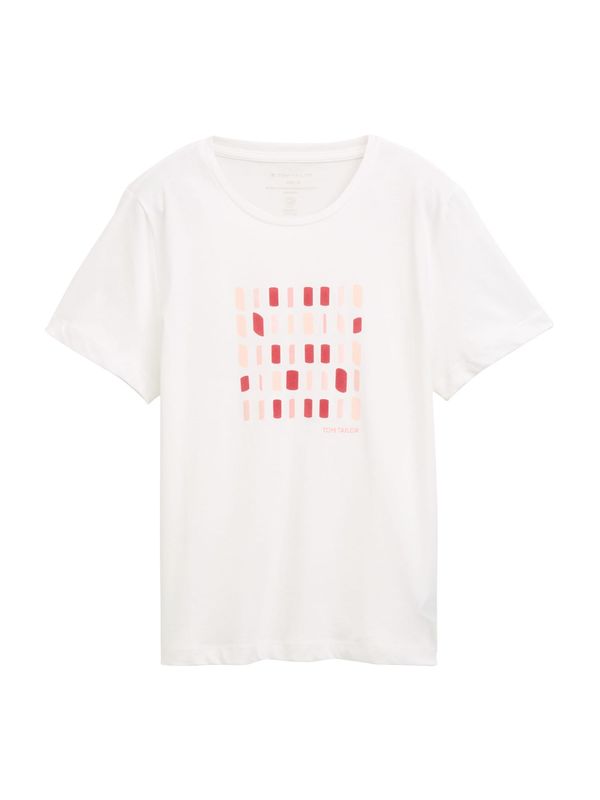 TOM TAILOR TOM TAILOR Majica  svetlo oranžna / krvavo rdeča / off-bela