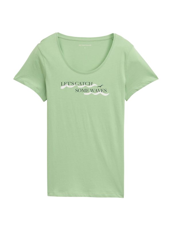 TOM TAILOR TOM TAILOR Majica  svetlo zelena / črna / bela