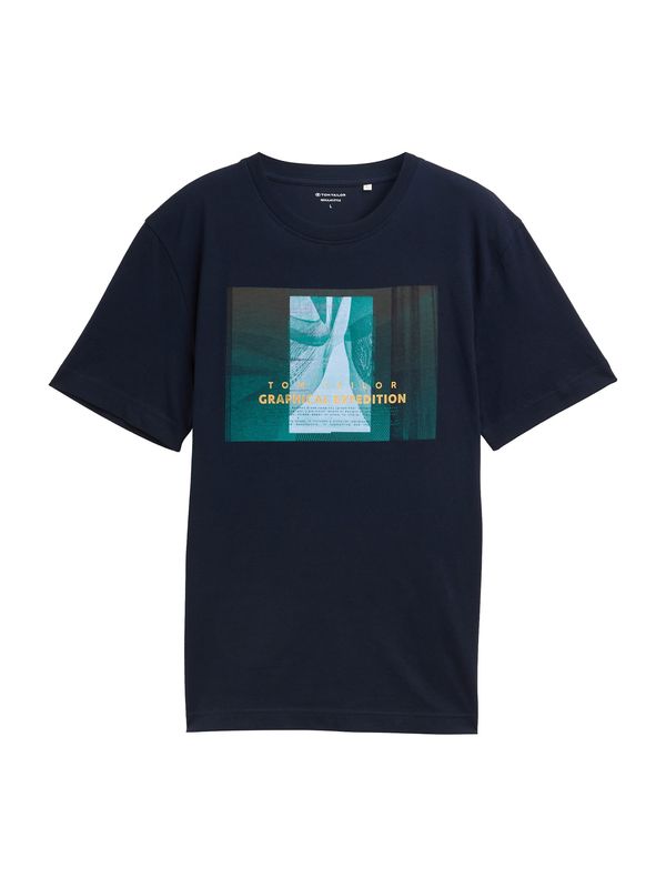 TOM TAILOR TOM TAILOR Majica  temno modra / zlato-rumena / žad / bela