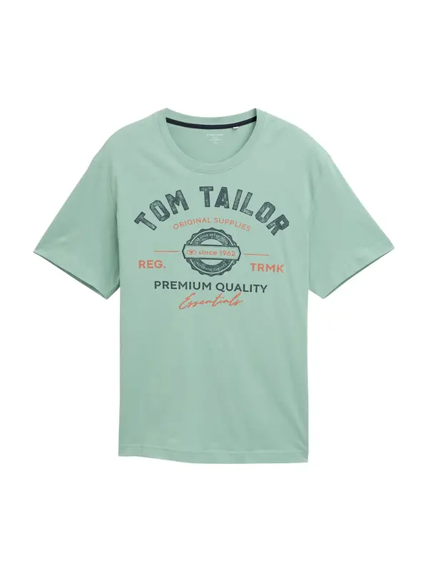 TOM TAILOR Men + TOM TAILOR Men + Majica  nočno modra / svetlo zelena / oranžna