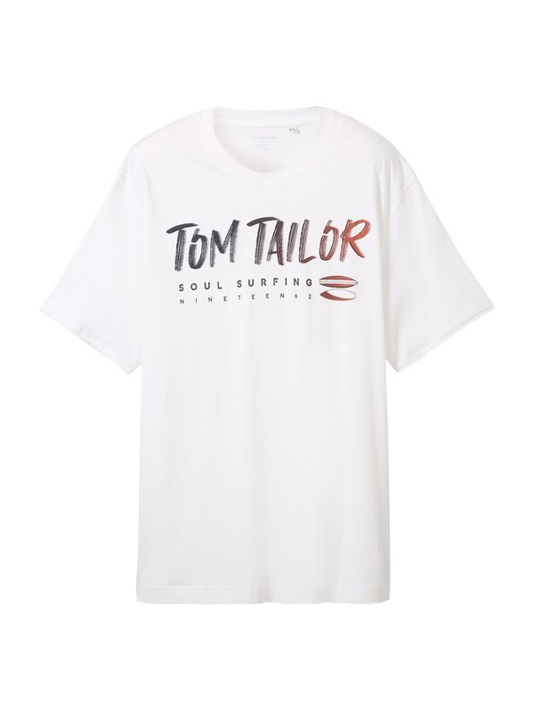 TOM TAILOR Men + TOM TAILOR Men + Majica  rjasto rjava / črna / bela