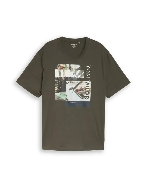 TOM TAILOR Men + TOM TAILOR Men + Majica  temno modra / temno zelena / črna / off-bela