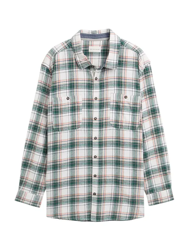 TOM TAILOR Men + TOM TAILOR Men + Srajca  zelena / temno rdeča / off-bela