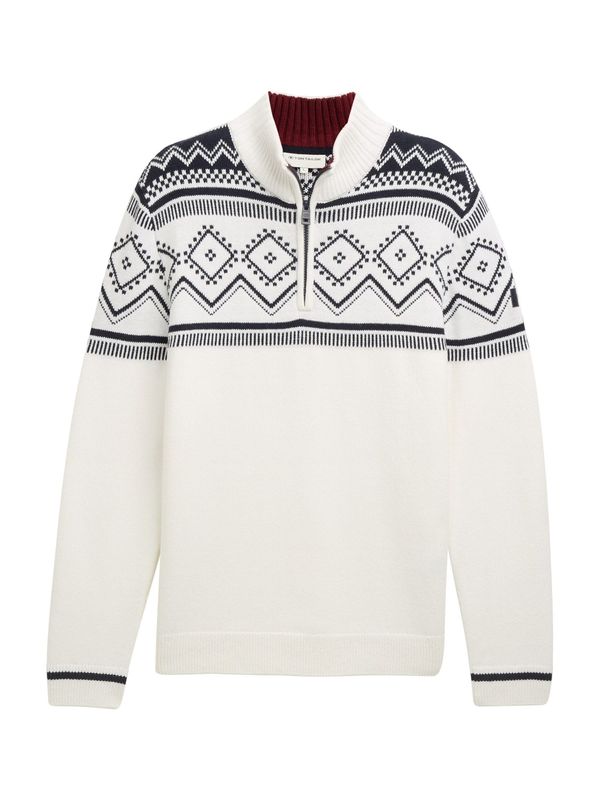 TOM TAILOR TOM TAILOR Pulover 'Fair Isle'  mornarska / bela