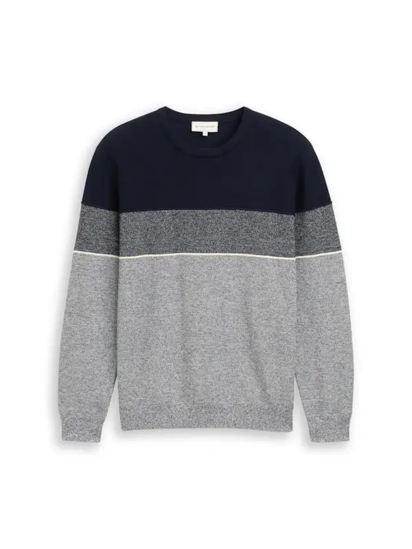 TOM TAILOR TOM TAILOR Pulover  mornarska / pegasto siva / bela