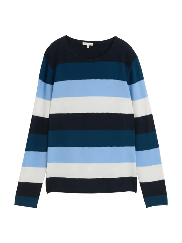 TOM TAILOR TOM TAILOR Pulover  mornarska / svetlo modra / temno modra / bela